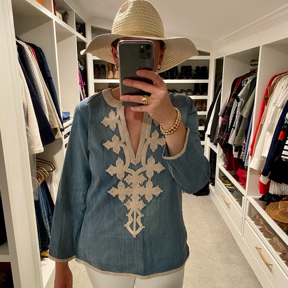 J. Crew Tops - 🔥HP🔥 J. Crew Embroidered Chambray Tunic Top
